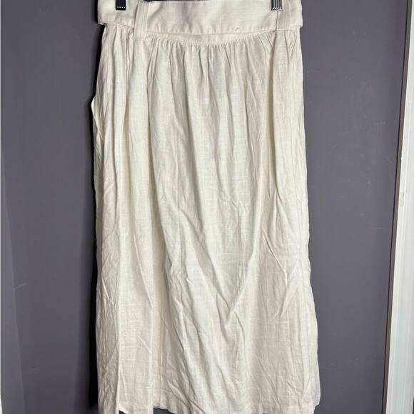 Charlie Holiday White Button Front Linen Belted Skirt Size 4 - Picture 5 of 6